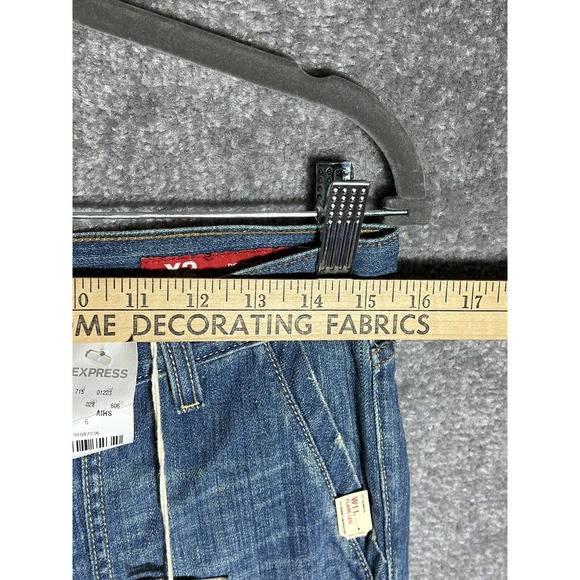 Express X2 Slim Fit W11 Flare Leg Jeans Womens Size 6 Blue Denim Patch Pocket - Picture 11 of 14